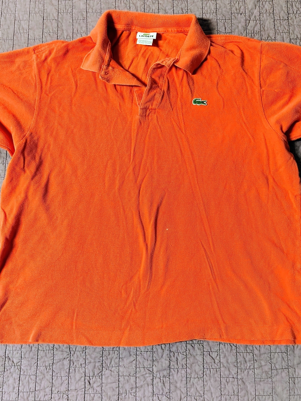 ​Lacoste Men's Orange Solid Short Sleeve Polo Shirt Size 7 / XL